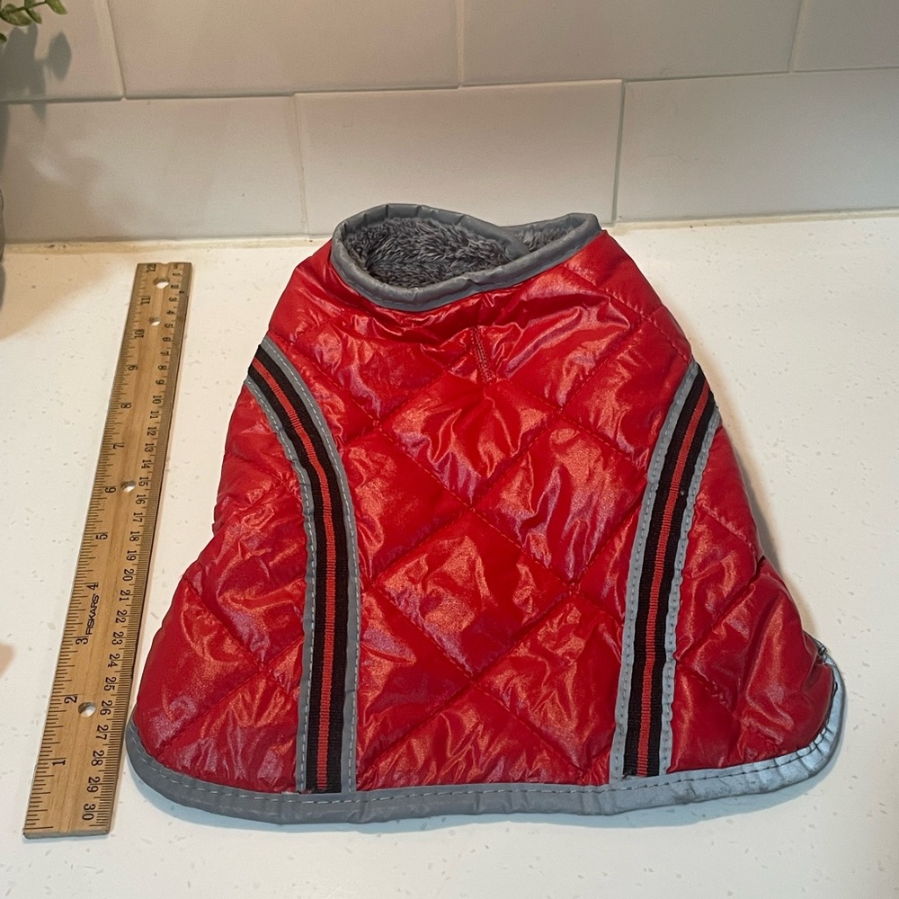 Top Paw Red Quilted Pet Jacket with Reflective Stripes